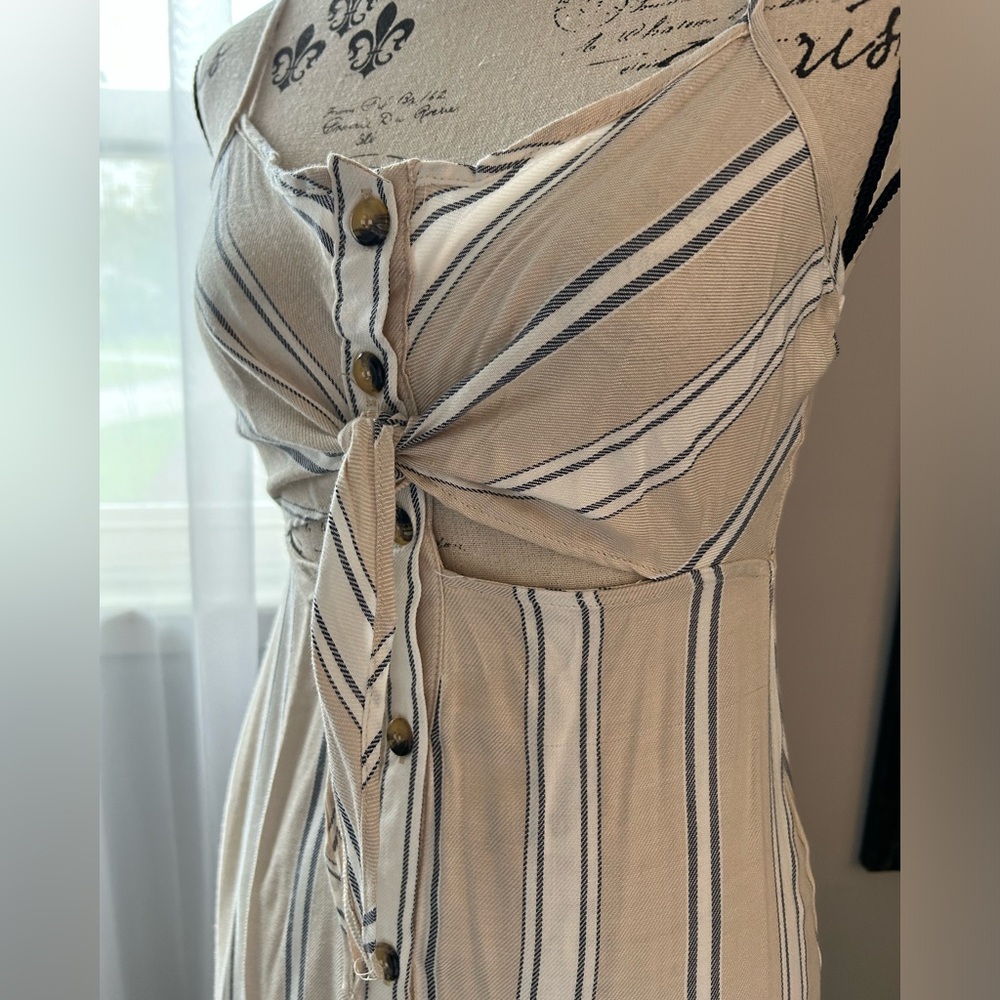 Medium Mimi Chica striped button down flowy spaghetti strap spring summer dress